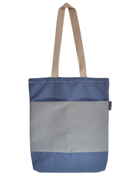 Tote bag con bolsillos azul gris - CHIPRE