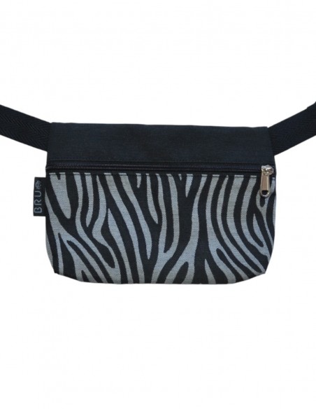 Belt bag 1 pocket "cebra" grey black - TAHITÍ