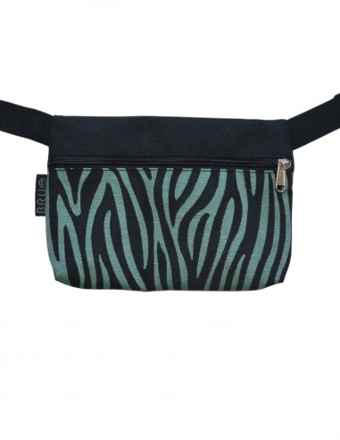 Belt bag 1 pocket "cebra" green black - TAHITÍ
