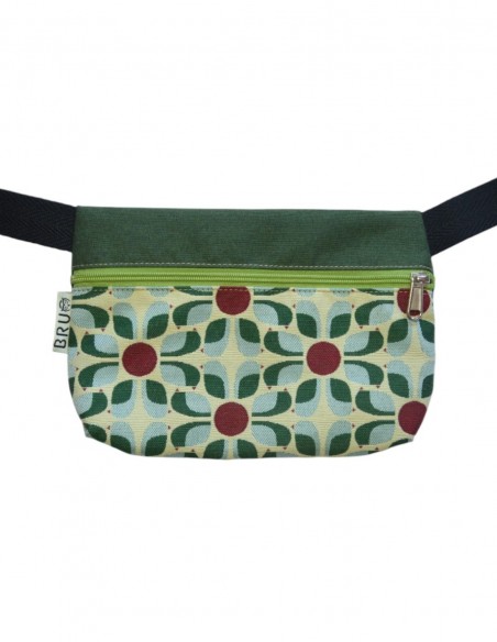 Sac ceinture 1 poche "flores" vert - TAHITÍ