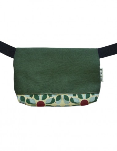 Belt bag 1 pocket "flores" green - TAHITÍ tras
