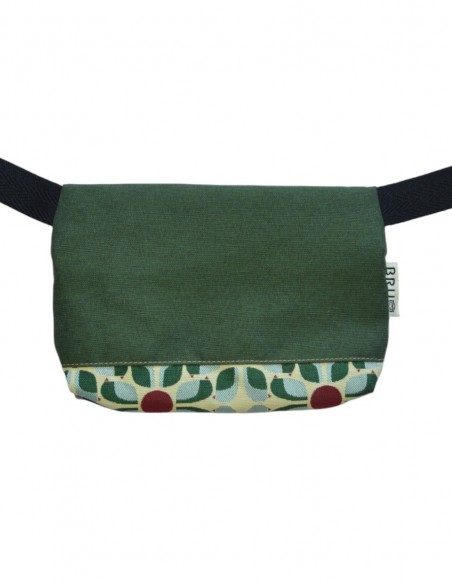 Belt bag 1 pocket "flores" green - TAHITÍ tras