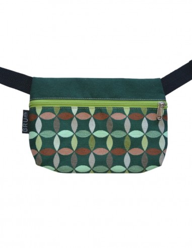 Belt bag 1 pocket "hojas" green - TAHITÍ