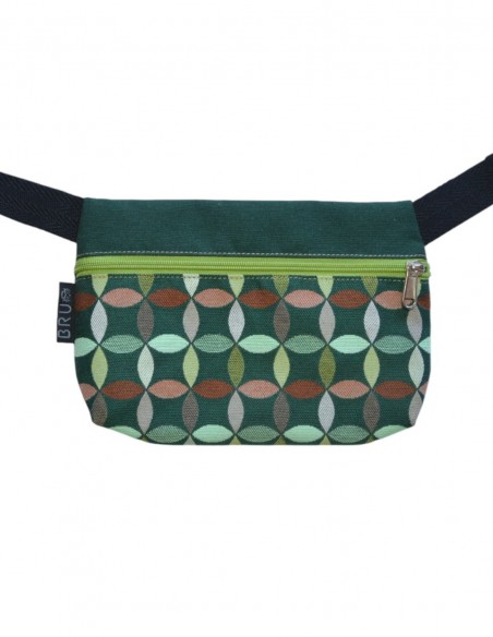 Belt bag 1 pocket "hojas" green - TAHITÍ