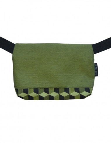 Belt bag 1 pocket "cubos" green - TAHITÍ tras
