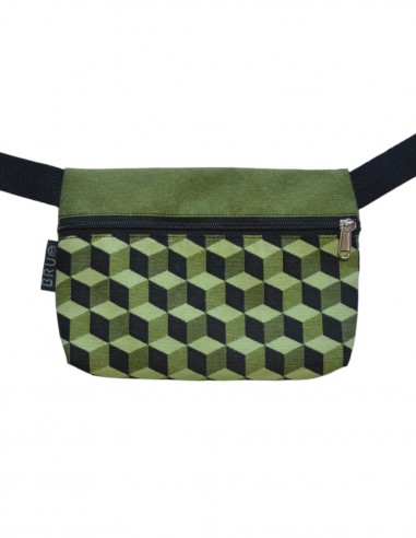 Belt bag 1 pocket "cubos" green - TAHITÍ