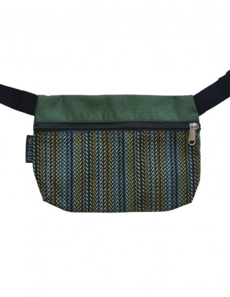 Waist bag 1 pocket "rayas" green - TAHITÍ