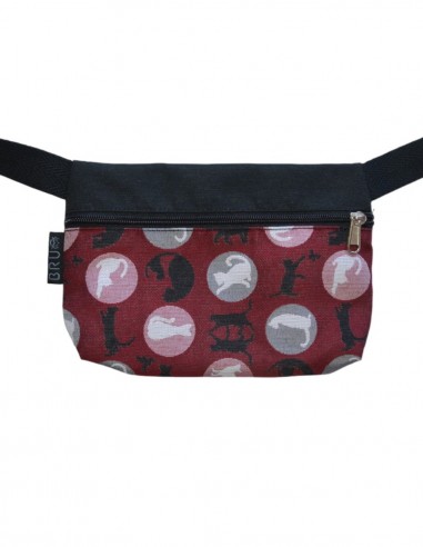 Waist bag 1 pocket "cats" black - TAHITÍ