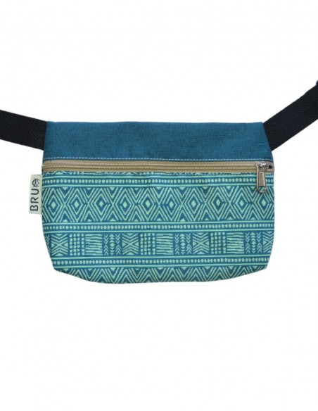 Waist bag 1 pocket "etnic" turquoise - TAHITÍ
