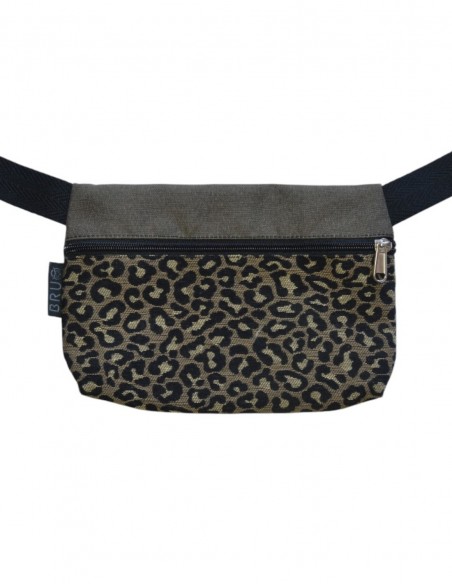 Waist bag 1 pocket "leopard" taupe - TAHITÍ