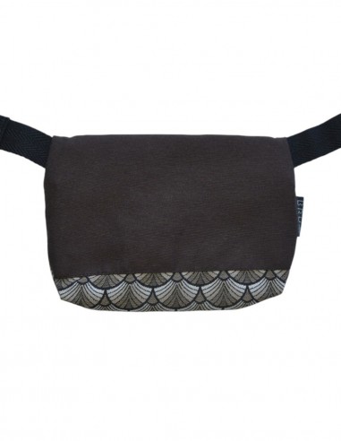 Waist bag 1 pocket "abanik" brown - TAHITÍ tras