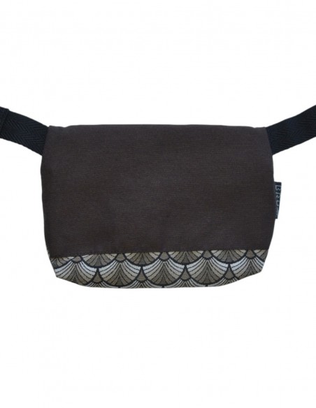 Waist bag 1 pocket "abanik" brown - TAHITÍ tras