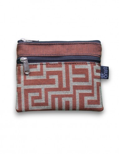 Wallet with 2 pockets, "laberint" terracota - KO PHI PHI