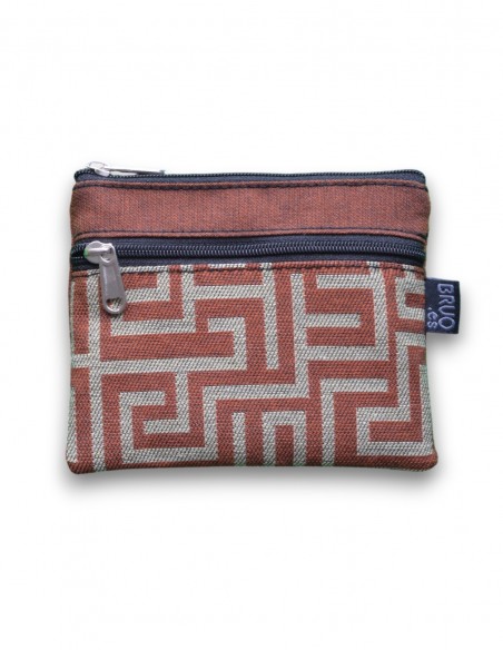 Wallet with 2 pockets, "laberint" terracota - KO PHI PHI