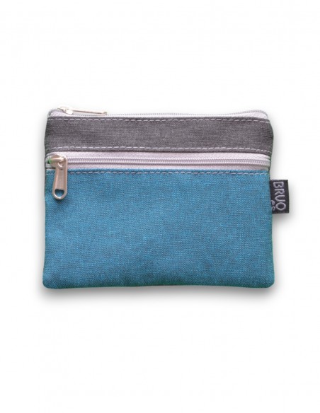 Wallet with 2 pockets, turquoise/grey - KO PHI PHI