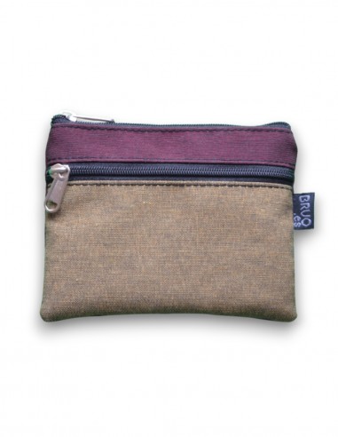 Wallet with 2 pockets, mustard/burgandy - KO PHI PHI