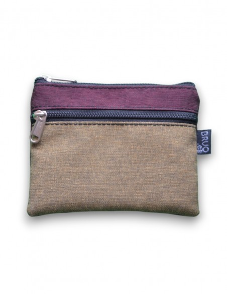 Wallet with 2 pockets, mustard/burgandy - KO PHI PHI