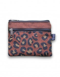 Porte-monnaie 2 poches "leopard" brique - KO PHI PHI