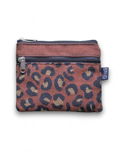 Monedero 2 bolsillos, leopardo teja - KO PHI PHI