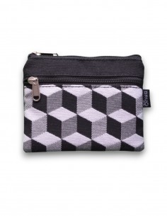 Wallet with 2 pockets, "cubos" black - KO PHI PHI