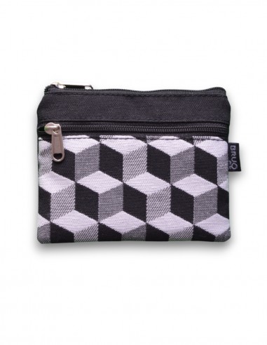 Wallet with 2 pockets, "cubos" black - KO PHI PHI