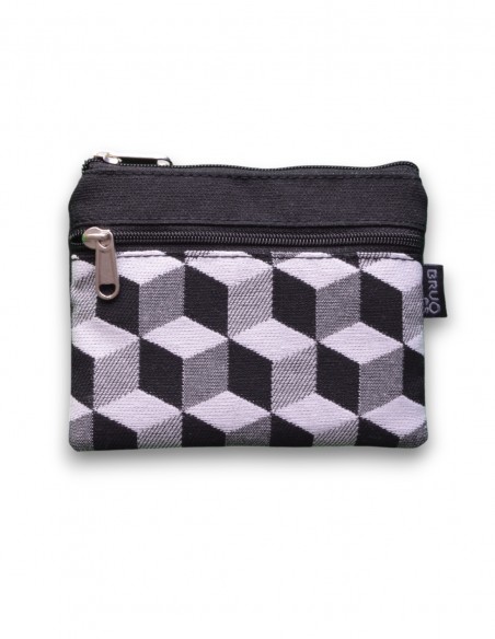 Wallet with 2 pockets, "cubos" black - KO PHI PHI