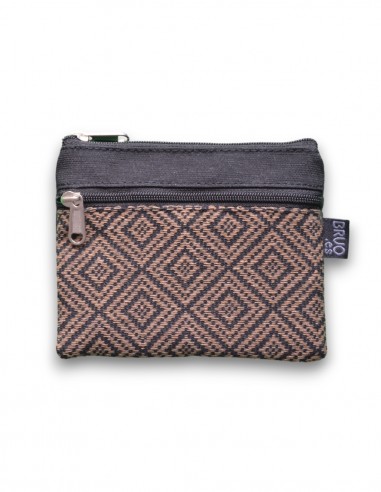 Wallet with 2 pockets, "rombos" black - KO PHI PHI