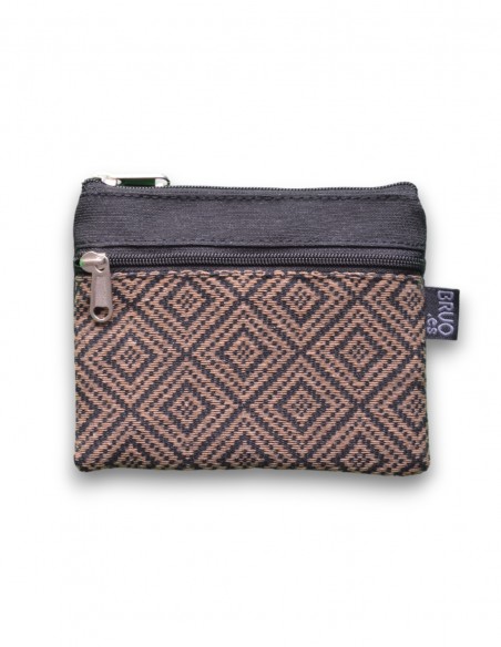 Wallet with 2 pockets, "rombos" black - KO PHI PHI