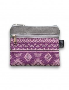 Wallet with 2 pockets, "etnic" lila, grey - KO PHI PHI