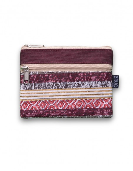 Wallet with 2 pockets, "rayas" burgandy - KO PHI PHI