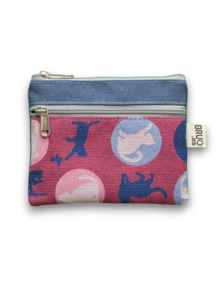 Wallet with 2 pockets, "cats" blue - KO PHI PHI