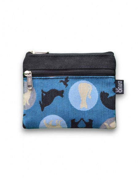 Wallet with 2 pockets, "cats" black - KO PHI PHI