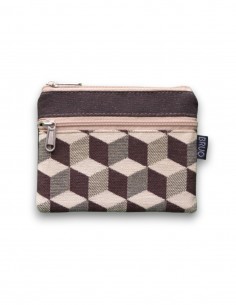 Wallet with 2 pockets, "cubos" brown - KO PHI PHI