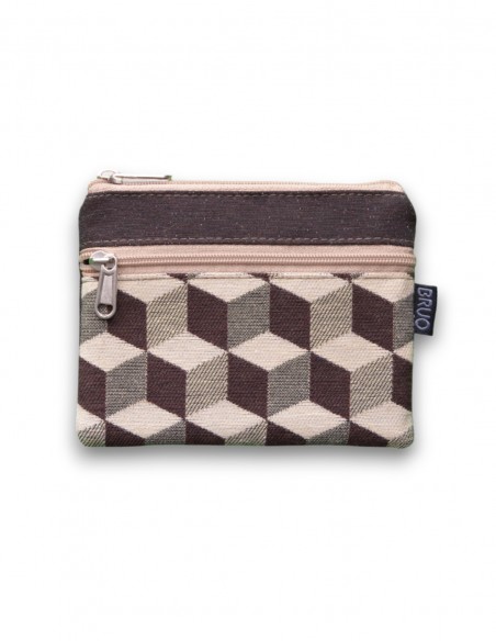 Wallet with 2 pockets, "cubos" brown - KO PHI PHI