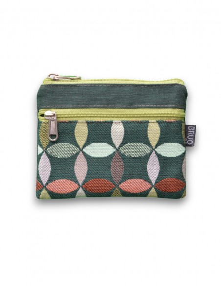 Wallet with 2 pockets, "hojas" green - KO PHI PHI