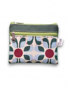Wallet with 2 pockets, "flores" green - KO PHI PHI