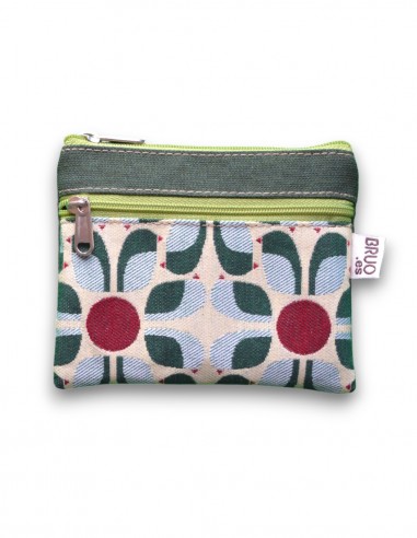 Porte-monnaie 2 poches "flores" vert - KO PHI PHI