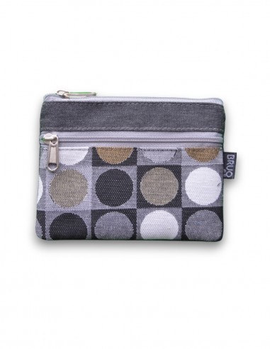 Porte-monnaie 2 poches "geo" gris - KO PHI PHI