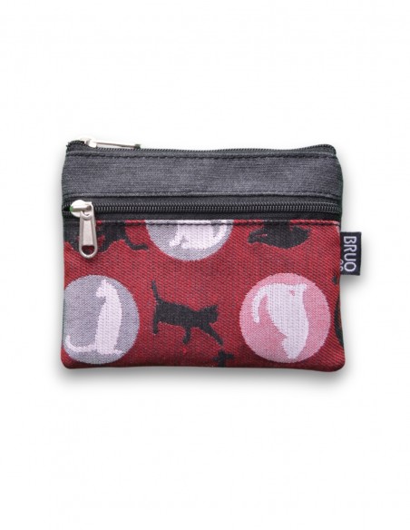 Monedero 2 bolsillos, gatos gris - KO PHI PHI