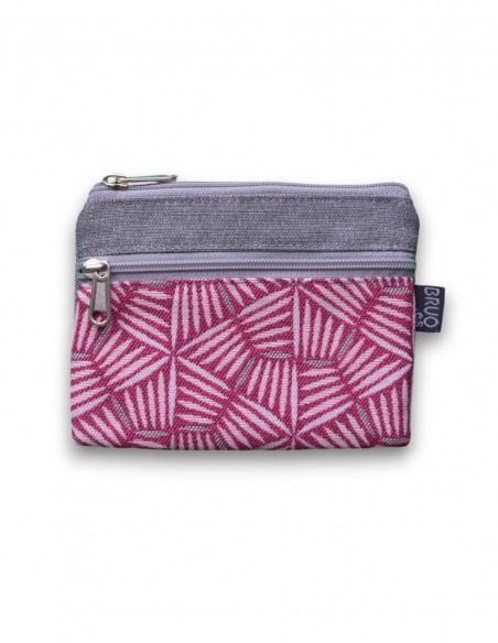 Wallet with 2 pockets, "pali" pink, grey - KO PHI PHI