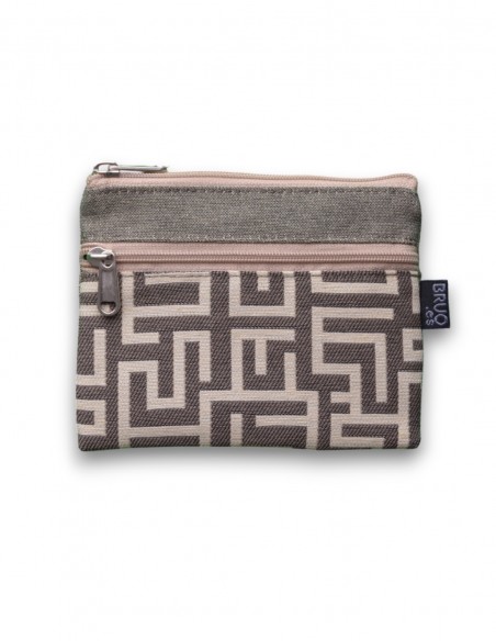 Porte-monnaie 2 poches "laberint" beige - KO PHI PHI