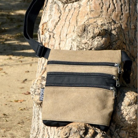 Waist bag belt fanny pack Easter Island 3 solid camel 100% cotton