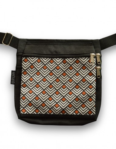 Double waist bag 3 pockets "rombos" black – PUKA PUKA