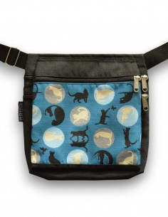 Sac Banane double 3 poches "cats" noire – PUKAPUKA