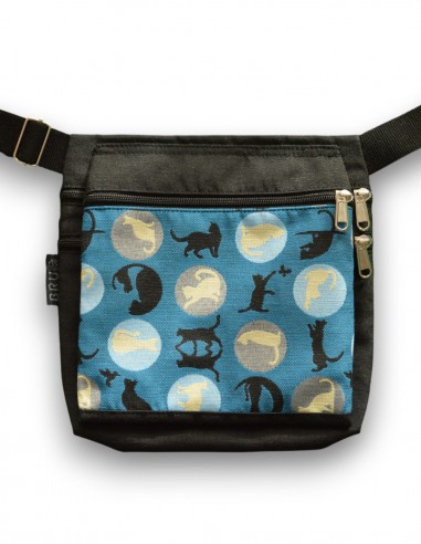Sac Banane double 3 poches "cats" noire – PUKAPUKA