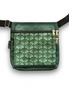 Double waist bag 3 pockets "abanik" green – PUKA PUKA