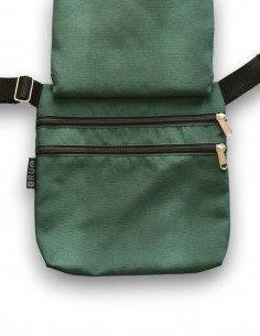 Double waist bag 3 pockets "abanik" green – PUKA PUKA 2