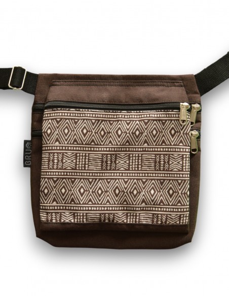 Double waist bag 3 pockets "etnic" brown – PUKA PUKA