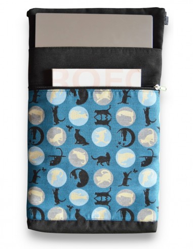 Funda d’ordinador, "cats" blau/negra open – BARBADOS