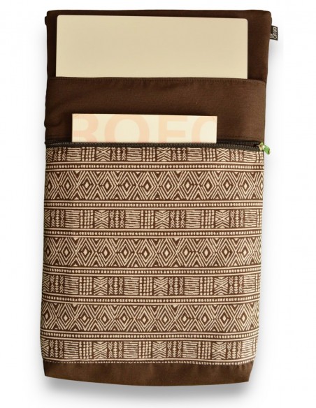 Laptop sleeve, "etnic" brown open – BARBADOS